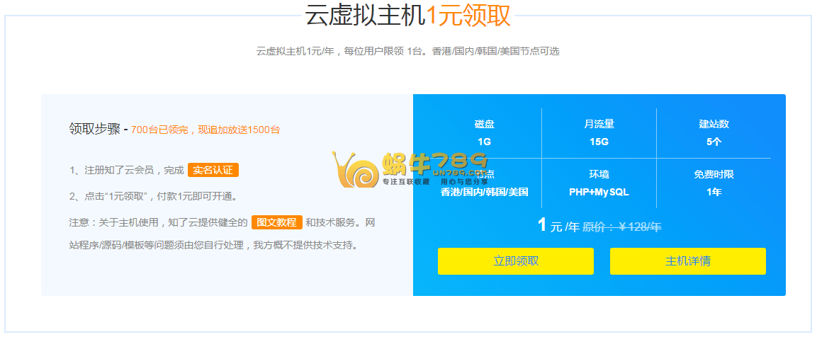 知了云1核1G内存香港云服务器终身28元/月 香港虚拟主机1元/年插图1