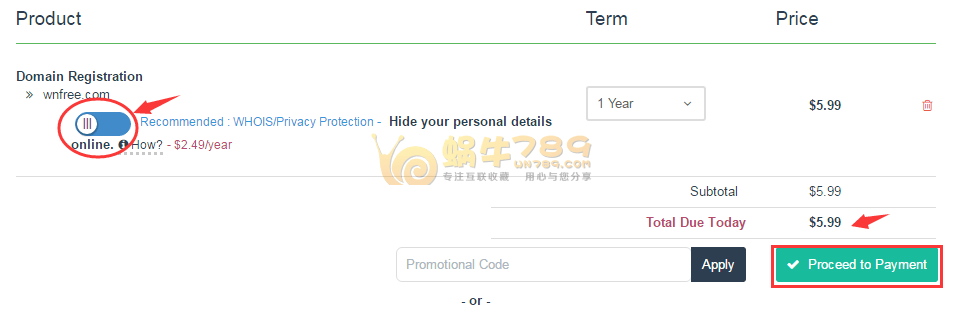 eWallHost新注册.com域名5.99美元/首年 送WHOIS隐私保护插图