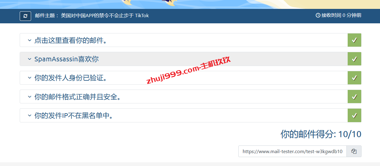 使用mail-tester来检测自定义域名邮箱是否存在DNS配置错误_从而降低企业邮箱邮件进入垃圾邮箱几率插图7