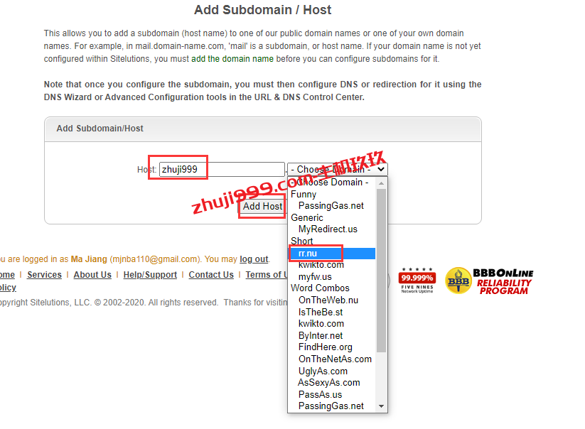 Sitelutions提供rr.nu等20多种后缀的免费域名申请及Sitelutions免费域名解析教程插图6