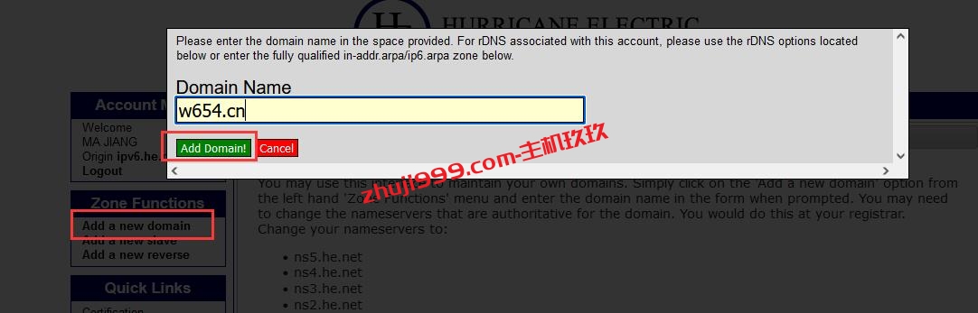 老牌免费DNS解析HE.NET账号注册及接入域名解析完整教程插图5