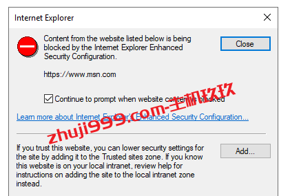 Windows Server系统使用Internet Explore浏览器访问网站提示网站内容被阻止如何解决插图