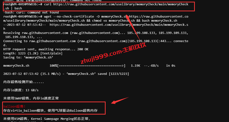 memoryCheck服务器内存超售一键检测脚本，可以检测服务器是存在内存超售的可能性插图