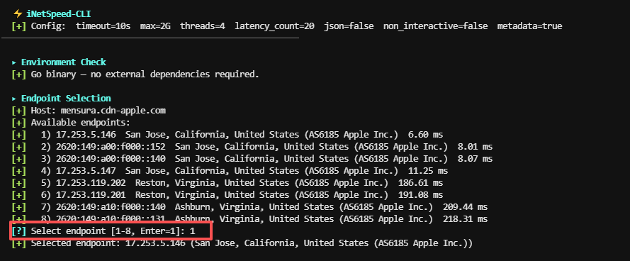 Linux系统本地带宽一键测速脚本，基于Apple CDN一键测试服务器本地带宽速率插图1