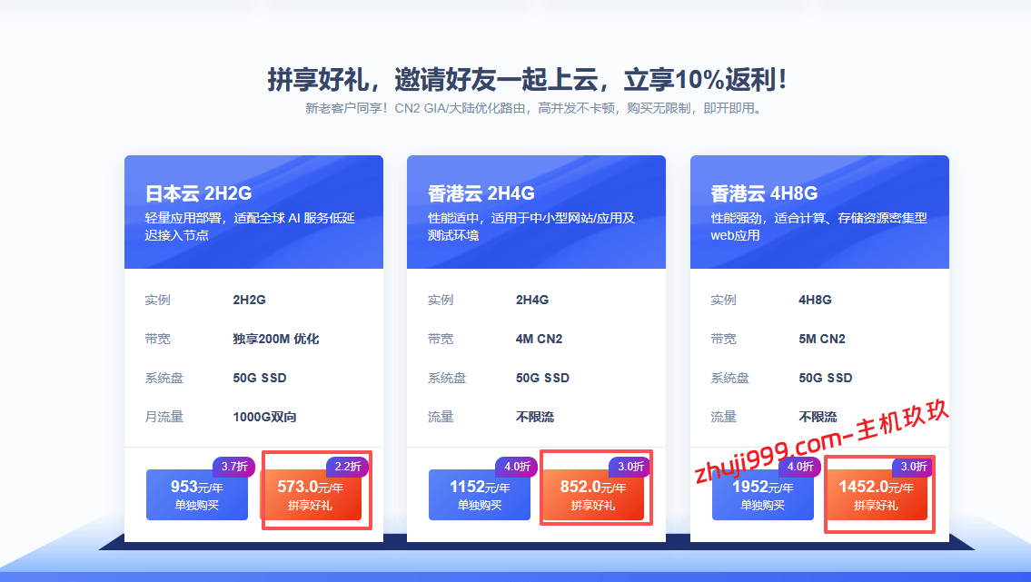 华纳云HNCloud适合建站的云服务器，香港CN2、日本优化，573元/年起、续费同价插图1