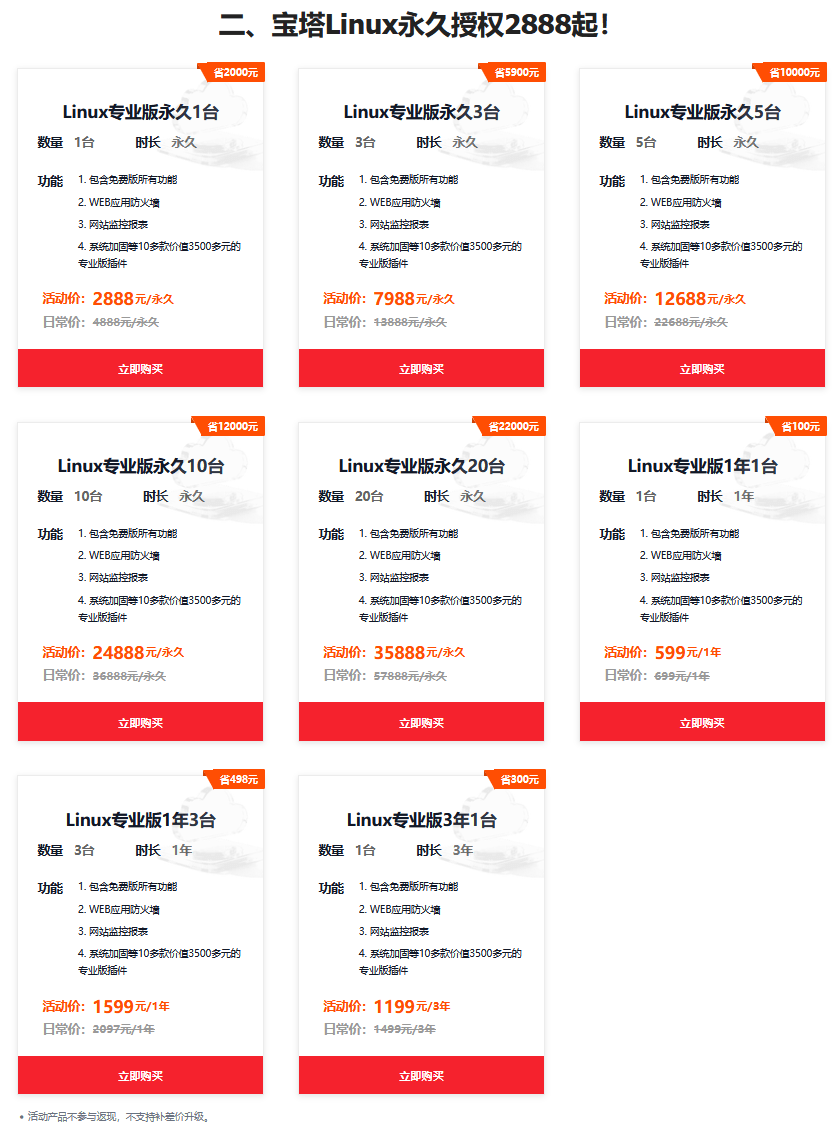 宝塔服务器面板724限时优惠!企业版1099元起/赠送SSL证书、专业版永久版授权2888元起插图2 宝塔服务器面板724限时优惠!企业版1099元起/赠送SSL证书、专业版永久版授权2888元起插图2