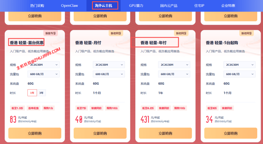 UCloud优刻得香港轻量云服务器2核2G内存最低只需83.52元/年起！续费同价，直连优化插图